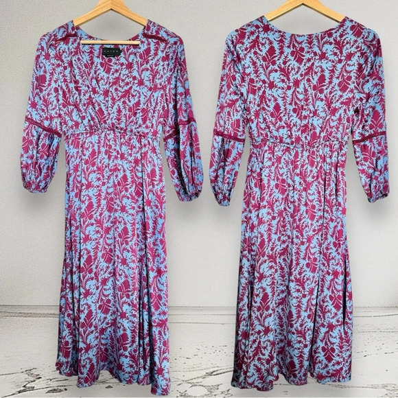 NEW HATCH The Juliet Printed Dress in Sky blue Magenta Floral Size 0 - Picture 4 of 16